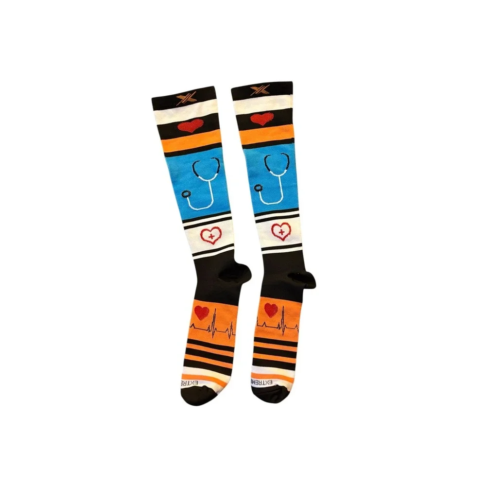 TheraR Compression Socks‎ Knee High Heart Stethoscope Nurse Doctor